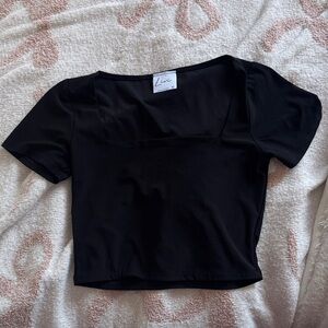 Square Neck Black Crop Top